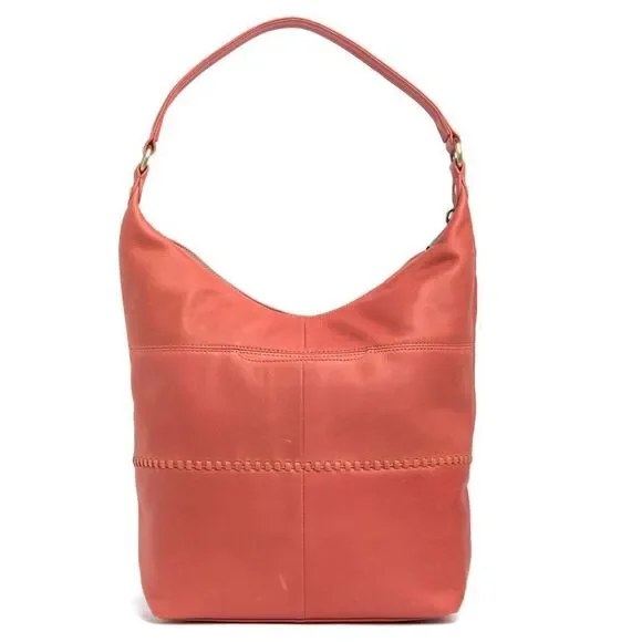 Hobo Entrine Whipstitch Leather Shoulder Tote Bag, Leather, Orange (Ginger) NWT - Picture 3 of 16